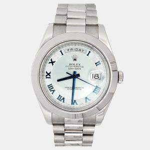 Pre Owned Rolex Day-Date II 218206 Automatic Ice Blue Platinum Men’s Wristwatch 40 mm