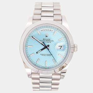Pre Owned Rolex President Day-Date 218206 Automatic Ice Blue Platinum Men’s Wristwatch 40 mm