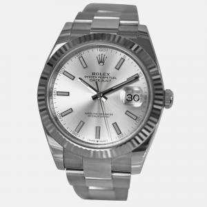 Pre Owned Rolex Datejust 126334 Automatic Silver Stainless Steel 18K White Gold Men’s Wristwatch 41 mm