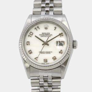 Pre Owned Rolex Datejust 16234 Automatic MOP 18K White Gold Stainless Steel Men's Wristwatch 36 mm