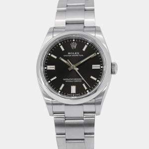 Pre Owned Rolex Oyster Perpetual 126000 Automatic Black Stainless Steel Men's Wristwatch 36 mm
