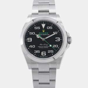 مملوكة مسبقًا Rolex Air-King 126900 Automatic Black Stainless Steel Men's Wristwatch 40 mm