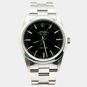 Pre Owned Rolex Air-King 14000 Automatic Black Stainless Steel Men's Wristwatch 34 mm
