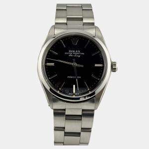 Pre Owned Rolex Air-King 5500 Automatic Black Stainless Steel Men's Wristwatch 34 mm
