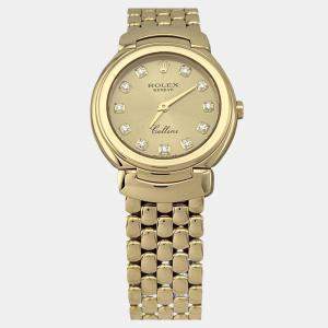 Pre Owned Rolex Cellini 6621 Quartz Champagne 18k Yellow Gold Men's Wristwatch 26 mm