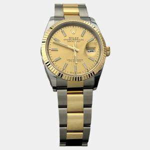 Pre Owned Rolex Datejust 126233 Automatic Champagne 18k Yellow Gold Stainless Steel Men's Wristwatch 36 mm