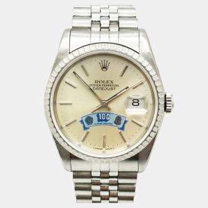 Pre Owned Rolex Datejust 16220 Automatic Silver Stainless Steel Men's Wristwatch 36 mm