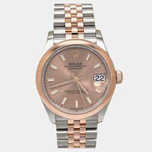 Pre Owned Rolex Datejust 278241 Automatic Pink 18k Rose Gold Stainless Steel Men's Wristwatch 31 mm