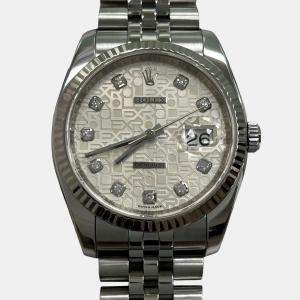 Pre Owned Rolex Datejust 116234 Automatic Diamond Stainless Steel 18k White Gold Men's Wristwatch 36 mm