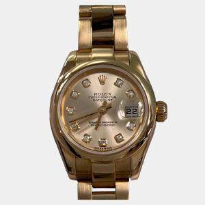 Pre Owned Rolex President Datejust 179165 Automatic Pink Diamond 18k Rose Gold Men's Wristwatch 26 mm