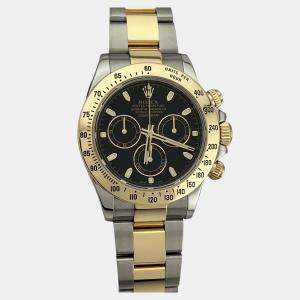 Pre Owned Rolex Cosmograph Daytona 116523 Automatic Black 18k Yellow Gold Stainless Steel Men's Wristwatch 40 mm