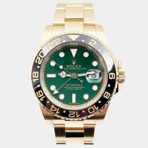 Pre Owned Rolex GMT-Master II 116718 Automatic Green Black Ceramic 18k Yellow Gold Men's Wristwatch 40 mm