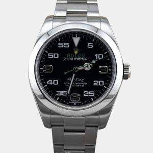 Pre Owned Rolex Air-King 116900 Automatic Black Stainless Steel Men's Wristwatch 40 mm