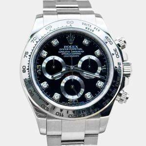 Pre Owned Rolex Cosmograph Daytona 116509 Automatic Black Diamond 18K White Gold Men's Wristwatch 40 mm