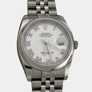 Pre Owned Rolex Datejust 116200 Automatic White Stainless Steel Men's Wristwatch 36 mm
