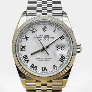 Pre Owned Rolex Datejust 126234 Automatic White Stainless Steel 18K White Gold Men's Wristwatch 36 mm