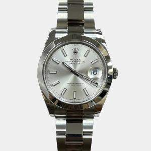Pre Owned Rolex Datejust 126300 Automatic Silver Stainless Steel Men's Wristwatch 41 mm
