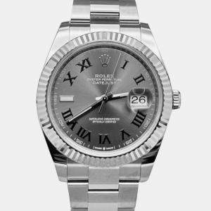Pre Owned Rolex Datejust 126334 Automatic Slate 18K White Gold Stainless Steel Men's Wristwatch 41 mm