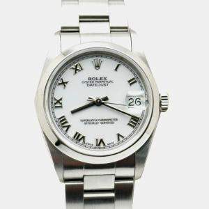 Pre Owned Rolex Datejust 68240 Automatic White Stainless Steel Men's Wristwatch 31 mm