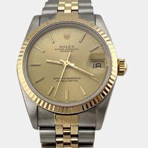 Pre Owned Rolex Datejust 68273 Automatic 18K Yellow Gold Stainless Steel Men's Wristwatch 31 mm