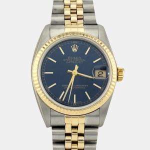 Pre Owned Rolex Datejust 78273 Automatic Blue 18K Yellow Gold Stainless Steel Men's Wristwatch 31 mm