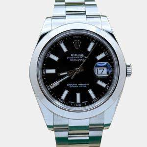 Pre Owned Rolex Datejust II 116300 Automatic Black Stainless Steel Men's Wristwatch 41 mm