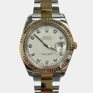 Pre Owned Rolex Datejust II 116333 Automatic Ivory Diamond 18K Yellow Gold Stainless Steel Men's Wristwatch 41 mm