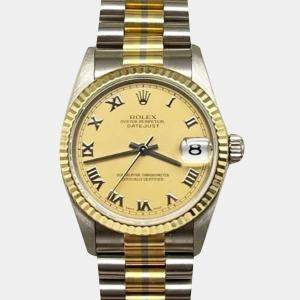 Pre Owned Rolex President Datejust Tridor 78279 Automatic 18K Yellow Rose White Gold Men's Wristwatch 31 mm