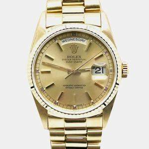 Pre Owned Rolex President Day Date 18238 Automatic 18K Yellow Gold Men's Wristwatch 36 mm