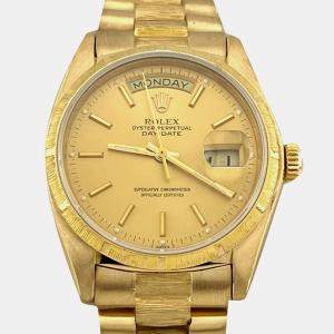 Pre Owned Rolex President Day Date 18078 Automatic Champagne 18K Yellow Gold Men's Wristwatch 36 mm