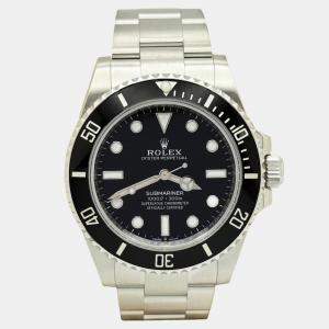 Pre Owned Rolex Submariner 124060 Automatic Black Ceramic Stainless Steel Men's Wristwatch 41 mm