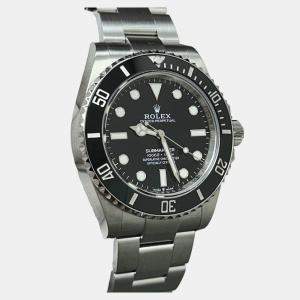 Pre Owned Rolex Submariner 124060 Automatic Black Ceramic Stainless Steel Men's Wristwatch 41 mm