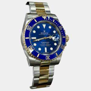 Pre Owned Rolex Submariner 116613LB Automatic Blue 18K Yellow Gold Stainless Steel Men's Wristwatch 40 mm