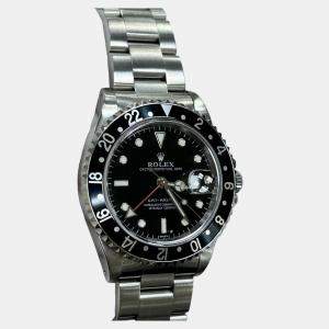 Pre Owned Rolex GMT Master 16700 Automatic Black Stainless Steel Men's Wristwatch 40 mm