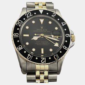Pre Owned Rolex GMT Master 16753 Automatic Black & Yellow 18K Yellow Gold Stainless Steel Men's Wristwatch 40 mm