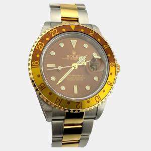 Pre Owned Rolex GMT Master II 16713 Automatic Root Beer 18K Yellow Gold & Stainless Steel Men's Wristwatch 40mm