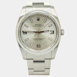 Pre Owned Rolex Oyster Perpetual 114200 Automatic Silver Stainless Steel Men's Wristwatch 34 mm