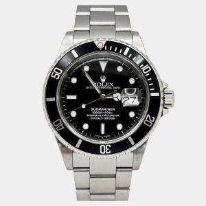 Pre Owned Rolex Submariner Date 16610 Automatic Black Stainless Steel Men's Wristwatch 40mm