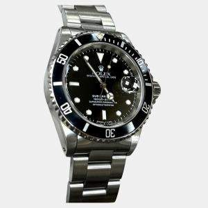 Pre Owned Rolex Submariner Date 16610 Automatic Black Stainless Steel Men's Wristwatch 40mm