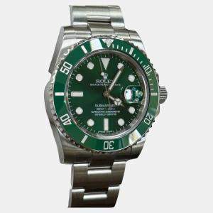 Pre Owned Rolex Submariner Hulk 116610V Automatic Green Stainless Steel Men's Wristwatch 40mm