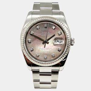 Pre Owned Rolex Datejust 116234 Automatic Mother Of Pearl 18K White Gold & Stainless Steel Men's Wristwatch 36mm