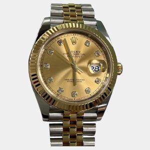 Pre Owned Rolex Datejust 126333 Automatic Champagne Diamond 18K Yellow Gold Stainless Steel Men's Wristwatch 41 mm