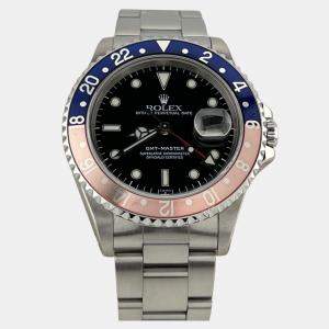 Pre Owned Rolex GMT Master Pepsi 16700 Automatic Black Stainless Steel Men's Wristwatch 40 mm