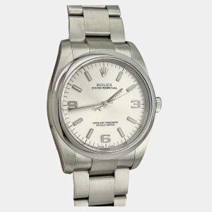 Pre Owned Rolex Oyster Perpetual 116000 Automatic Silver Stainless Steel Men's Wristwatch 36 mm