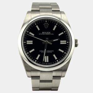 Pre Owned Rolex Oyster Perpetual 124300 Automatic Black Stainless Steel Men's Wristwatch 41 mm