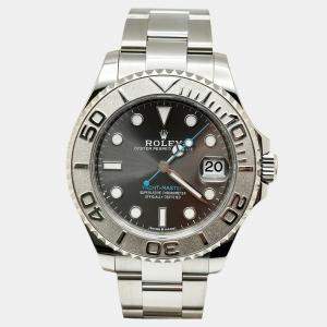 Pre Owned Rolex Yacht Master 268622 Automatic Slate Platinum Stainless Steel Men's Wristwatch 37 mm