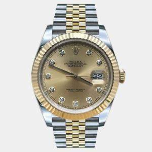 Pre Owned Rolex Datejust 126333 Automatic Champagne Diamond 18K Yellow Gold Stainless Steel Men's Wristwatch 41 mm
