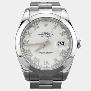 Pre Owned Rolex Datejust 126300 Automatic White Stainless Steel Men's Wristwatch 41 mm