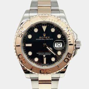 Pre Owned Rolex Yacht-Master 116621 Automatic Black 18K Rose Gold Stainless Steel Men's Wristwatch 40 mm