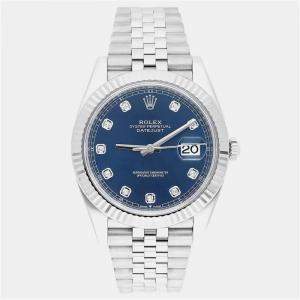 Pre Owned Rolex Datejust 126334-0016 Automatic Blue Oystersteel & 18k White Gold Men's Watch 41 mm